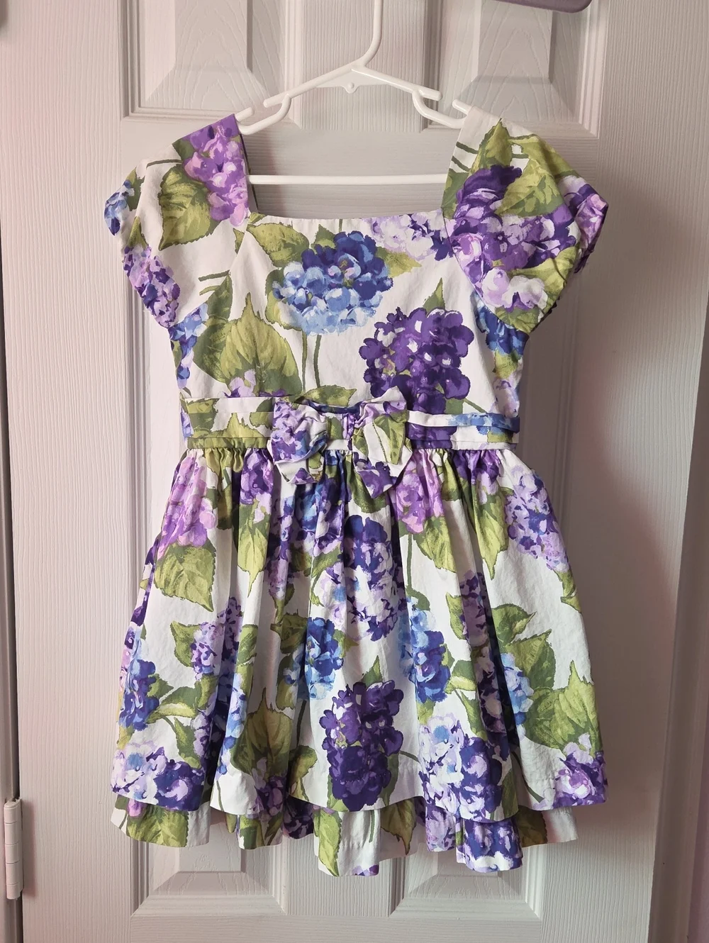 Gymboree Purple and Green Hydrangea Floral Bow Waist Dress